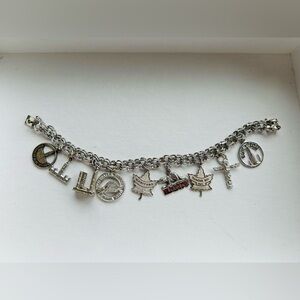 Vintage Silver Charm Bracelet with 9 Canada Themed Charms